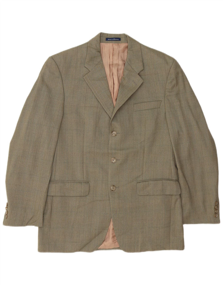 Izod Chaqueta tipo blazer de 3 botones para hombre UK 38 Lana de espiga verde medio