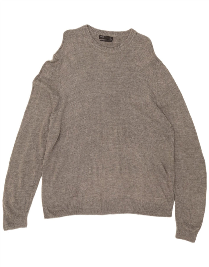 Marks & Spencer - Jersey de cuello redondo para hombre, talla 2XL, acrílico gris