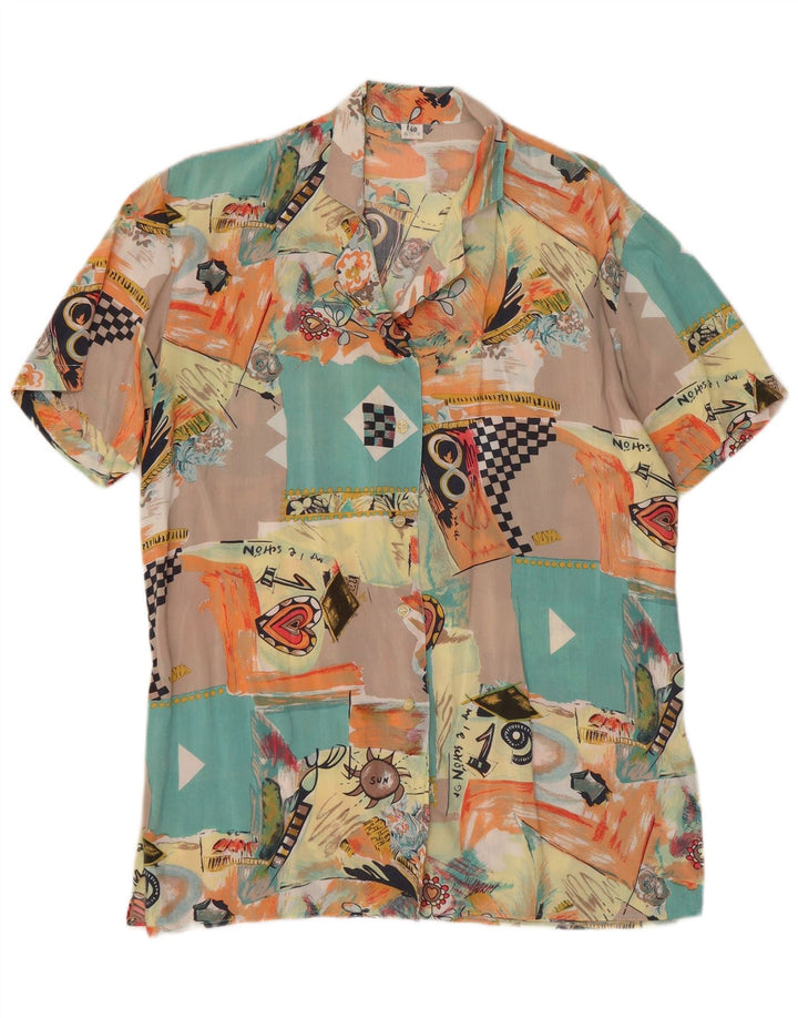 Vintage mujer camisa blusa EU 40 medio multicolor patchwork