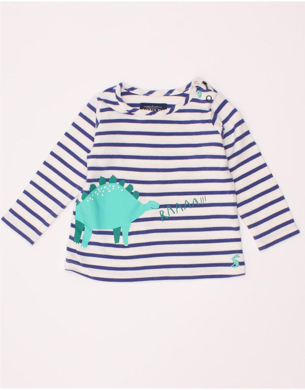 Joules Camiseta gráfica de manga larga para bebés niños 3-6 meses Algodón a rayas azul