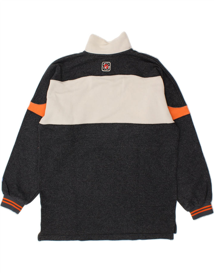 ASICS Hombre Zip Neck Sudadera Jumper Large Negro Colorblock Algodón
