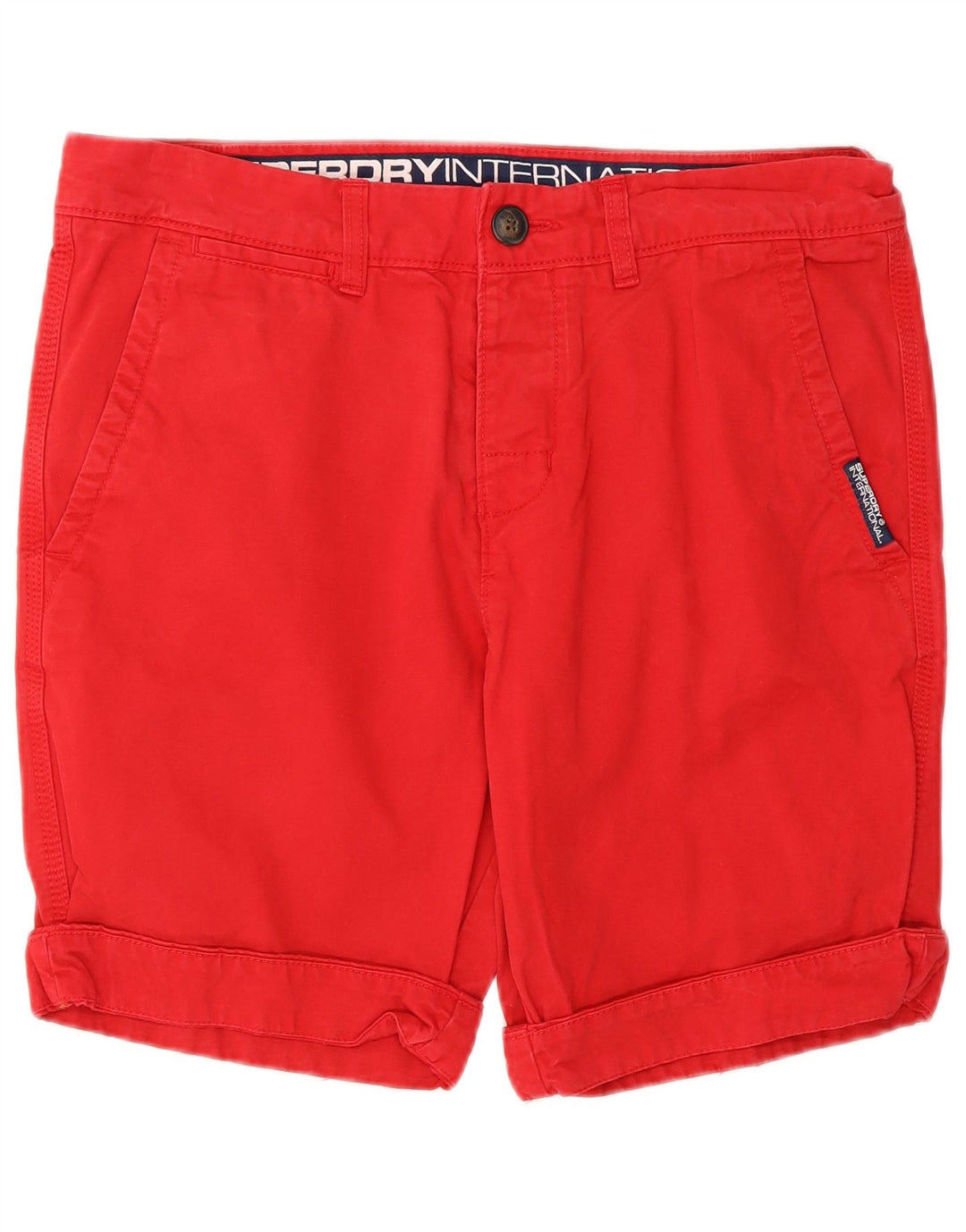 SUPERDRY Pantalones cortos chinos para hombre medianos W32 algodón rojo