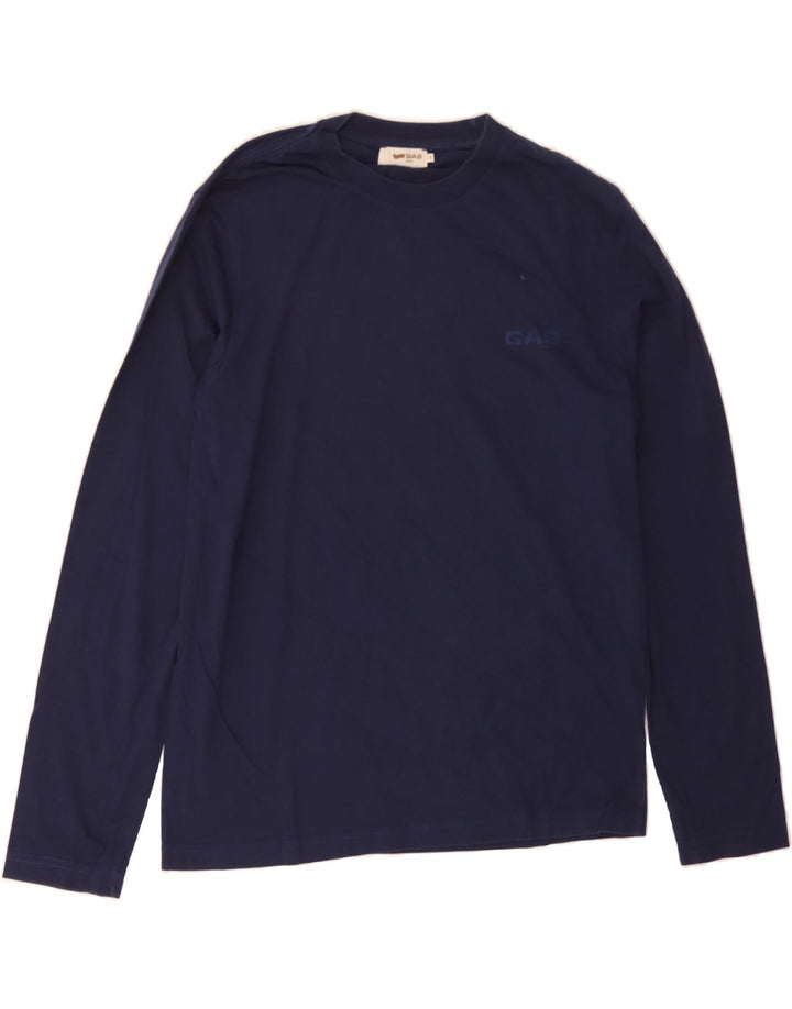 GAS Mens Top Long Sleeve Medium Navy Blue Cotton Vintage Gas and Second-Hand Gas from Messina Hembry 