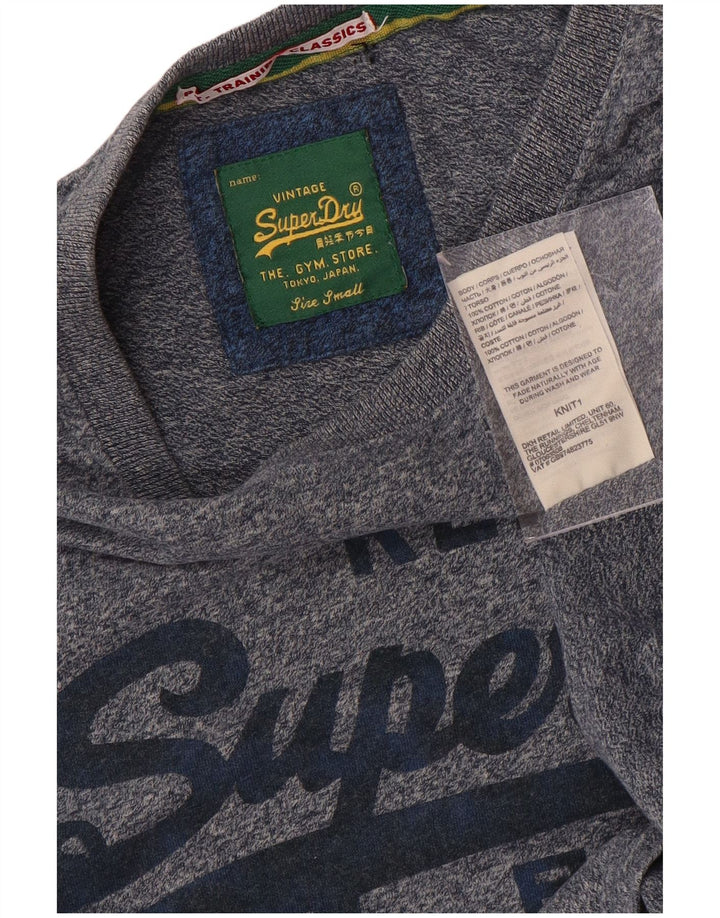 SUPERDRY Camiseta gráfica para hombre Top pequeño de algodón moteado azul