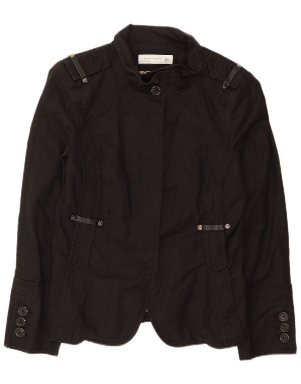 Zara Chaqueta Militar Mujer UK 40 XL Algodón Negro