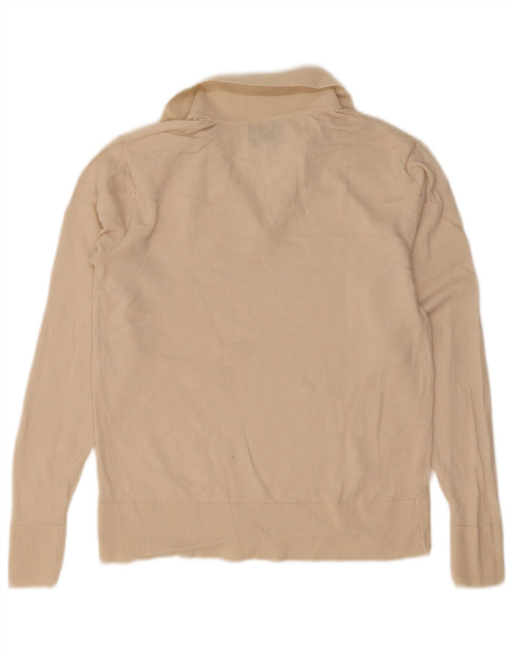 Marks & Spencer Jersey tipo polo para mujer, talla 40, lana beige mediana