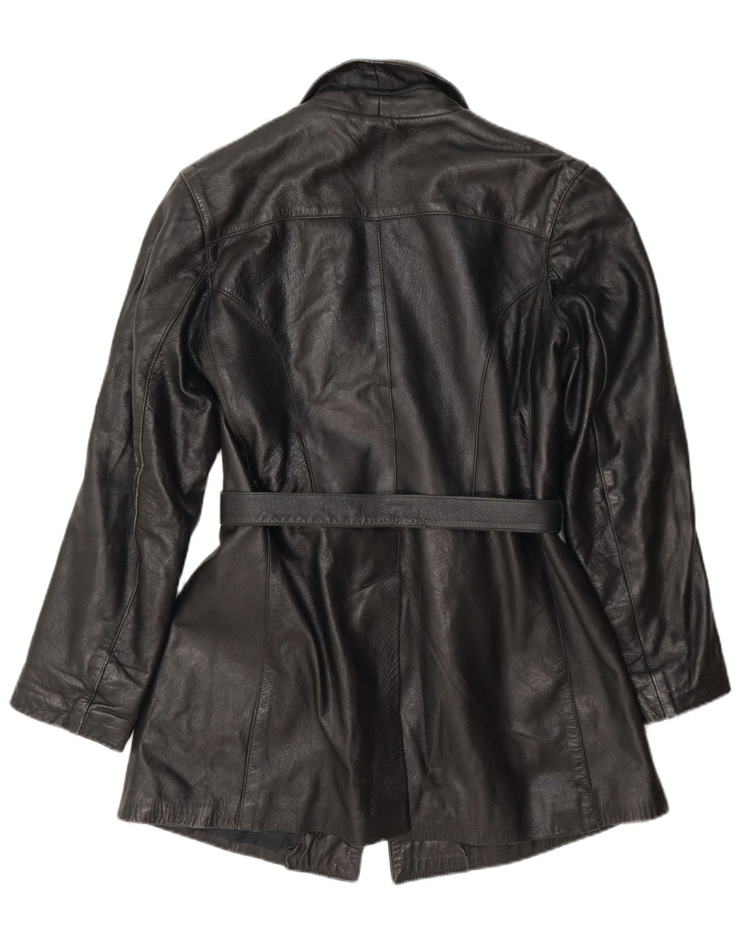Vintage mujer chaqueta de cuero Reino Unido 12 Medio Negro