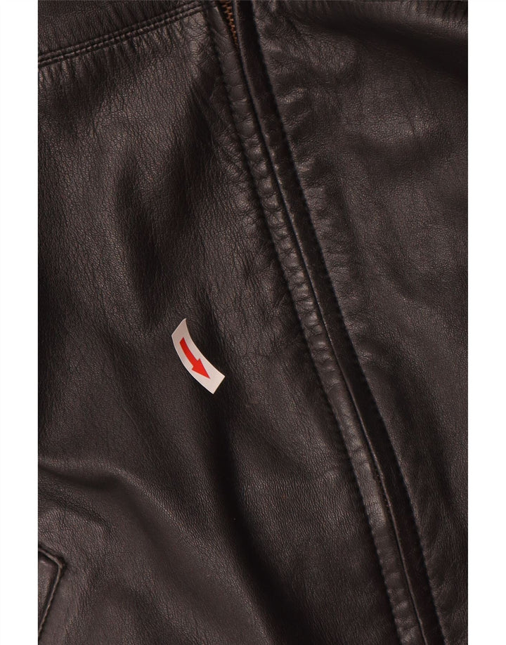 Vintage hombres cuero chaleco Reino Unido 36 pequeño negro