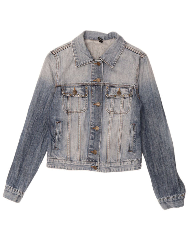 Naf Naf Chaqueta vaquera para mujer UK 40 Algodón floral azul medio