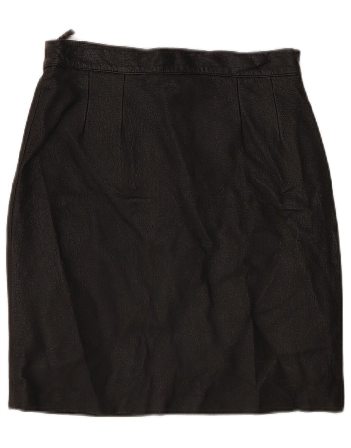 Falda de cuero vintage para mujer pequeña W26 negro