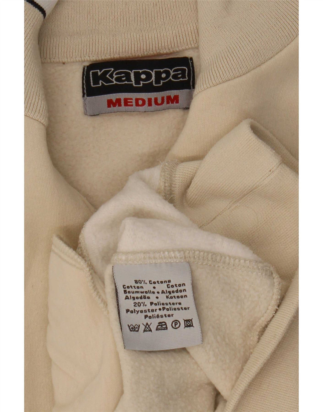 Kappa Mujer Zip Neck Sudadera Jumper UK 44 Medium Beige Colorblock