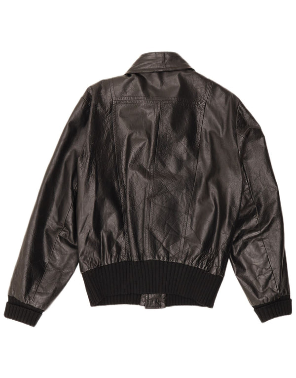 VINTAGE Chaqueta de cuero para hombre Reino Unido 36 Pequeño Negro