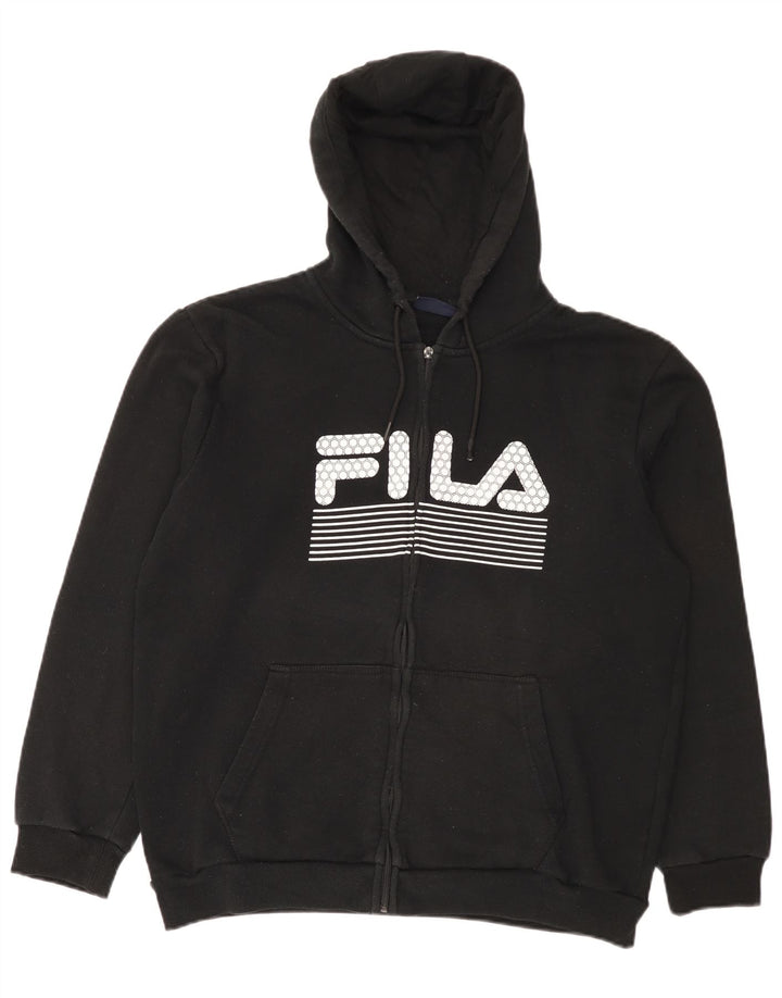 Fila Sudadera con capucha y cremallera gráfica para hombre XL Poliéster negro