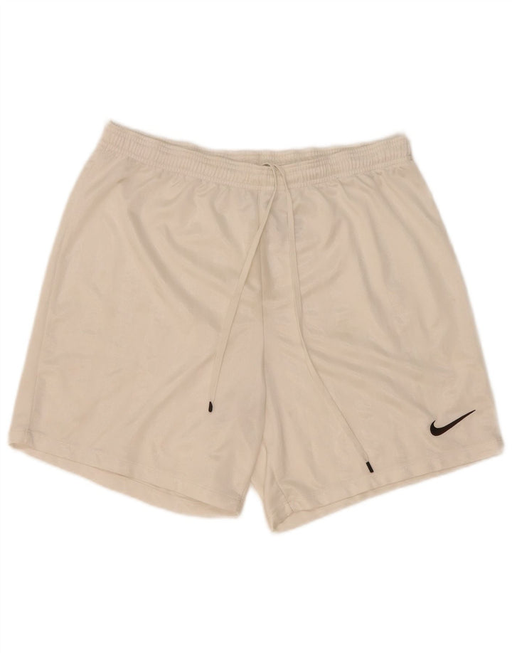Nike - Pantalones cortos deportivos para hombre, poliéster blanco grande