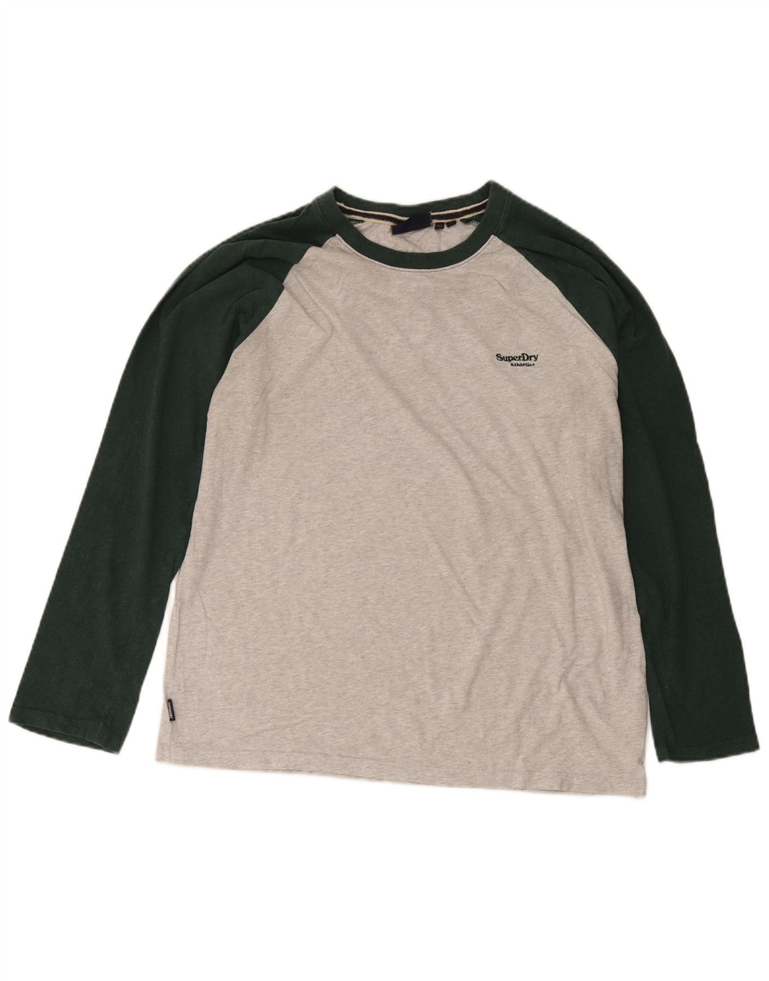 Superdry Camiseta de manga larga para hombre, talla 2XL, algodón gris color block