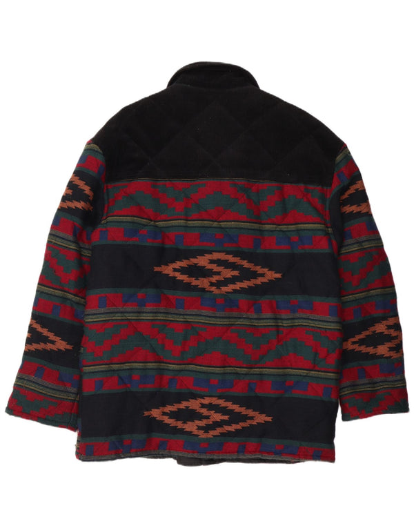 VINTAGE Chaqueta acolchada para hombre Reino Unido 40 Geométrico multicolor grande