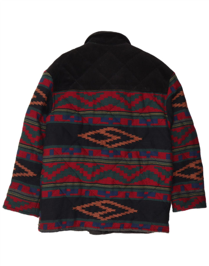 VINTAGE Chaqueta acolchada para hombre Reino Unido 40 Geométrico multicolor grande