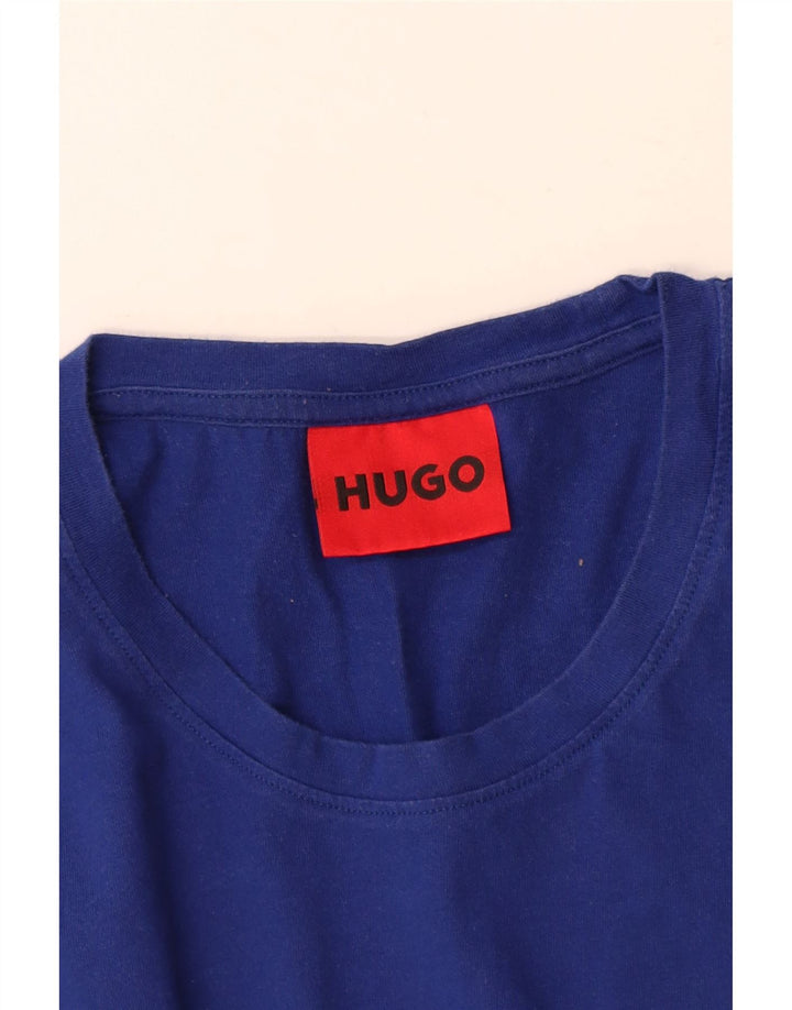 Hugo Boss Hombre Camiseta Top Grande Algodón Azul