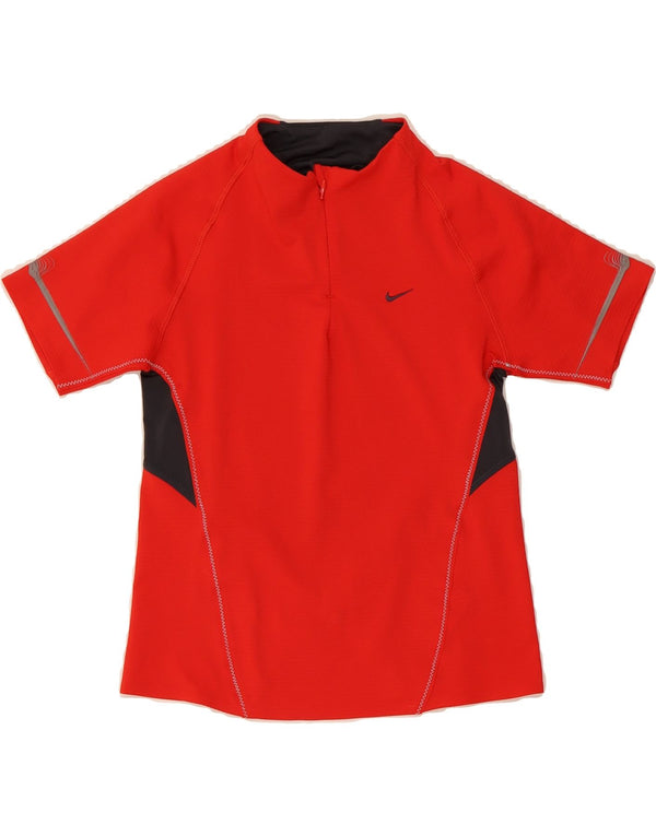 NIKE Womens Short Sleeve Pullover Tracksuit Top UK 8/10 Small Red