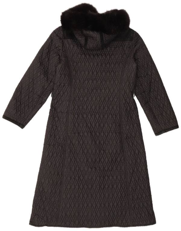 Philosophy Di Alberta Ferretti Abrigo acolchado con capucha para mujer UK 40 Medium Black