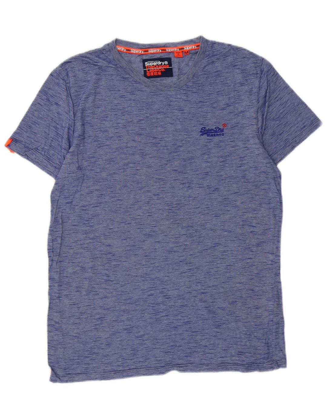 SUPERDRY Hombre Camiseta Top Algodón Moteado Azul Medio