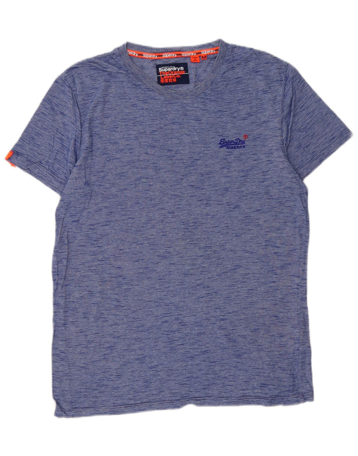 SUPERDRY Hombre Camiseta Top Algodón Moteado Azul Medio