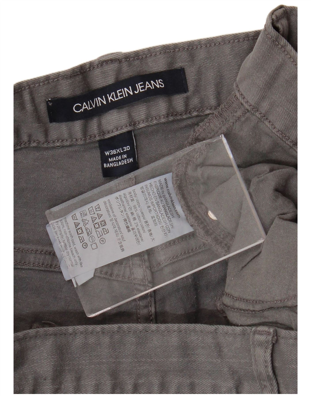 CALVIN KLEIN Vaqueros rectos para hombre W36 L30 Algodón gris
