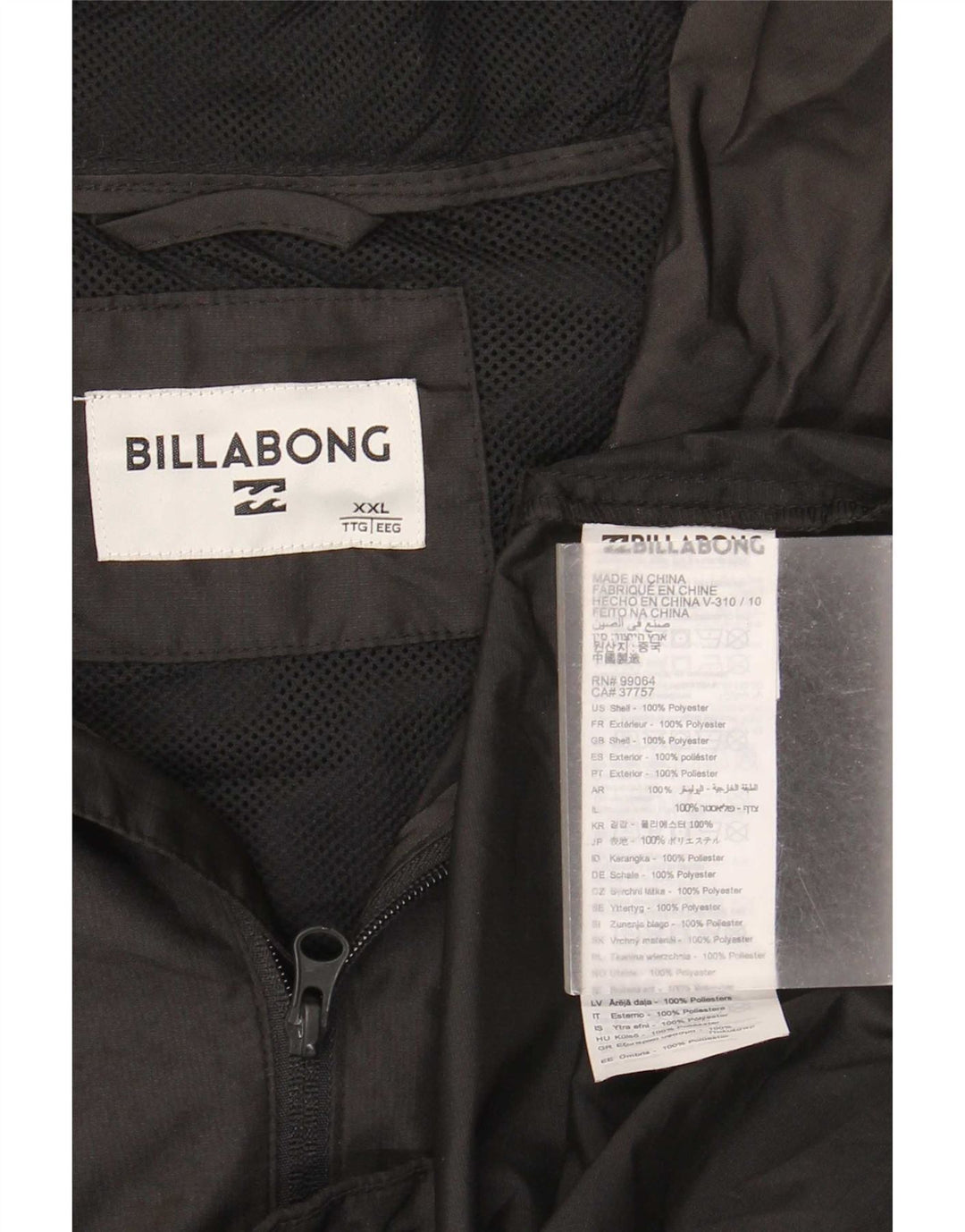 Billabong Chaqueta impermeable con capucha gráfica para hombre UK 44 2XL Poliéster negro
