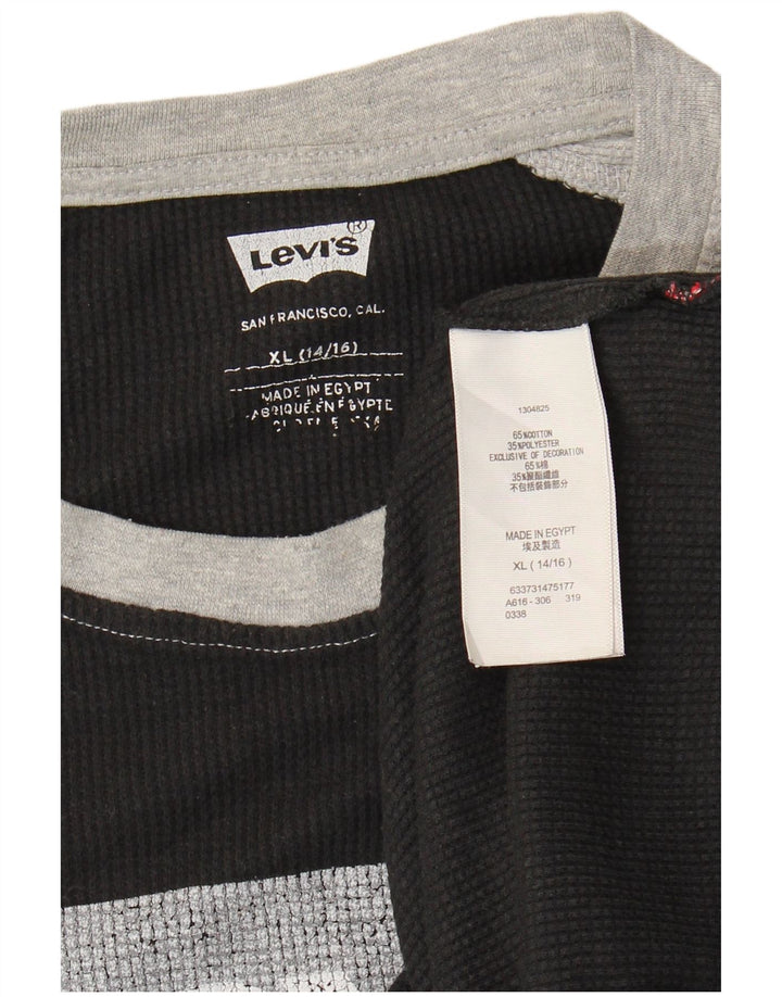 Levi's Camiseta gráfica para niños de manga larga 14-15 años XL Algodón color block negro