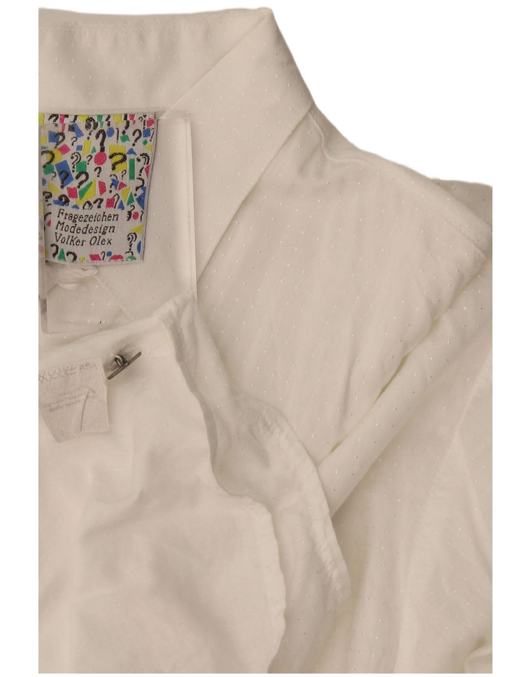 Vintage hombres pullover camisa grande blanco manchado