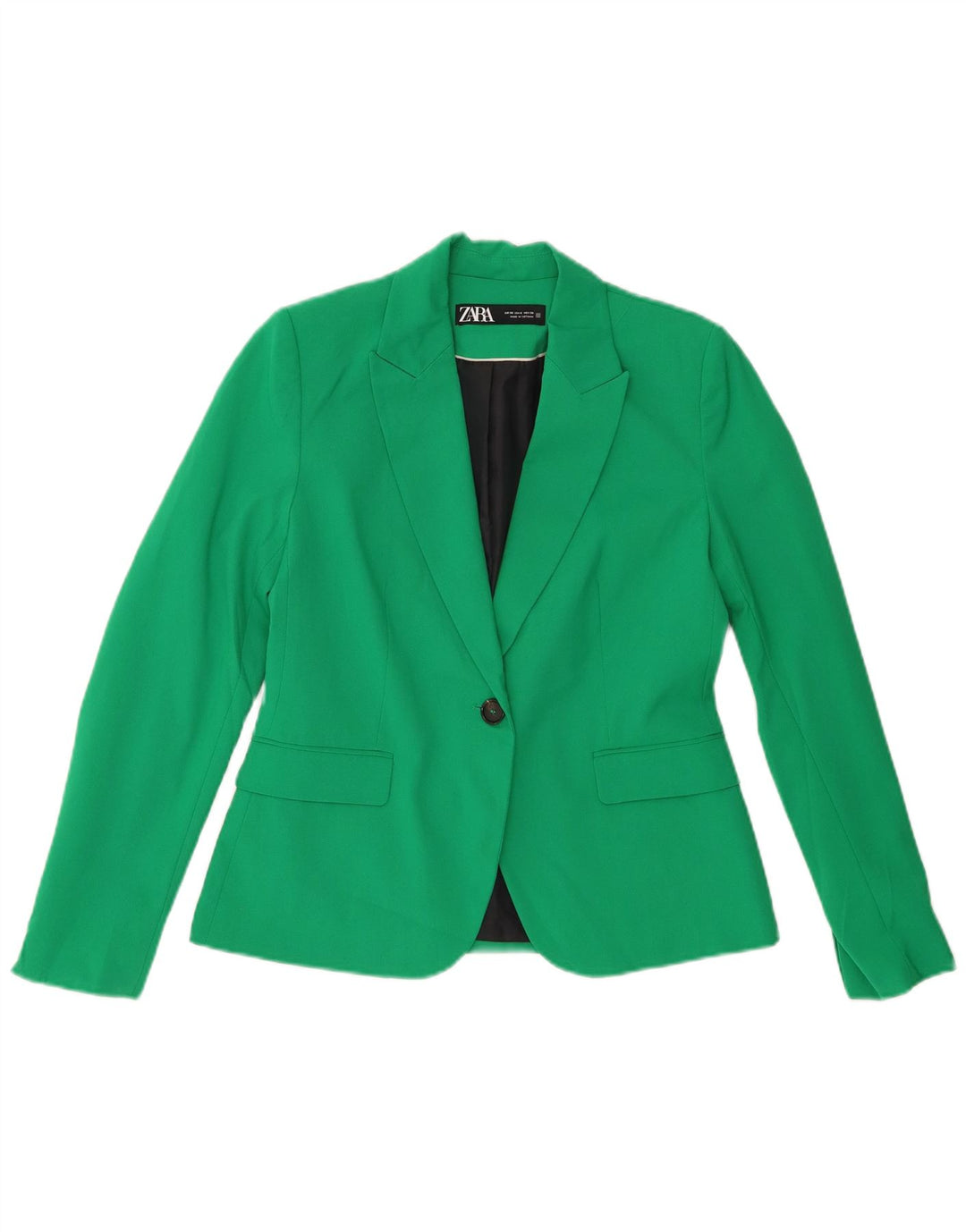 ZARA Womens 1 Button Blazer Jacket EU 38 Small Green Polyester