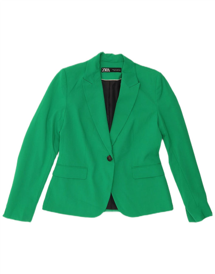 ZARA Womens 1 Button Blazer Jacket EU 38 Small Green Polyester