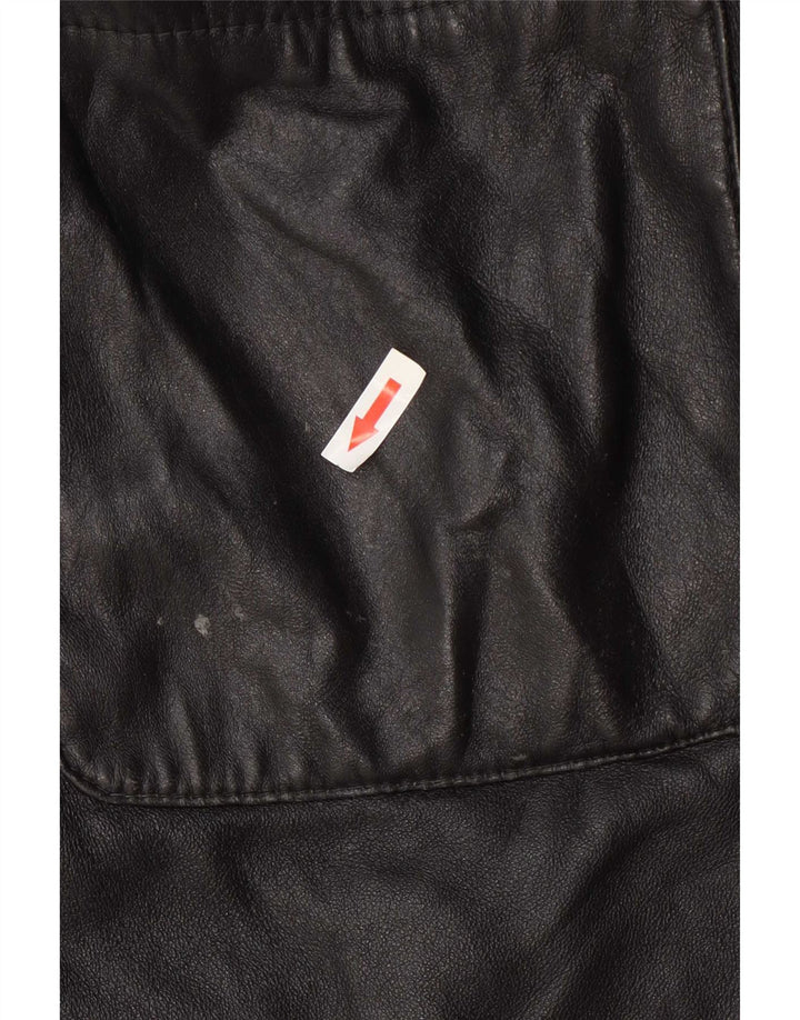 Vintage mujer chaqueta de cuero Reino Unido 12 Medio Negro