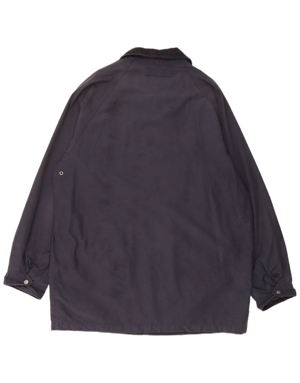 VINTAGE Chaqueta cortavientos para hombre Reino Unido 44 2XL Algodón azul marino