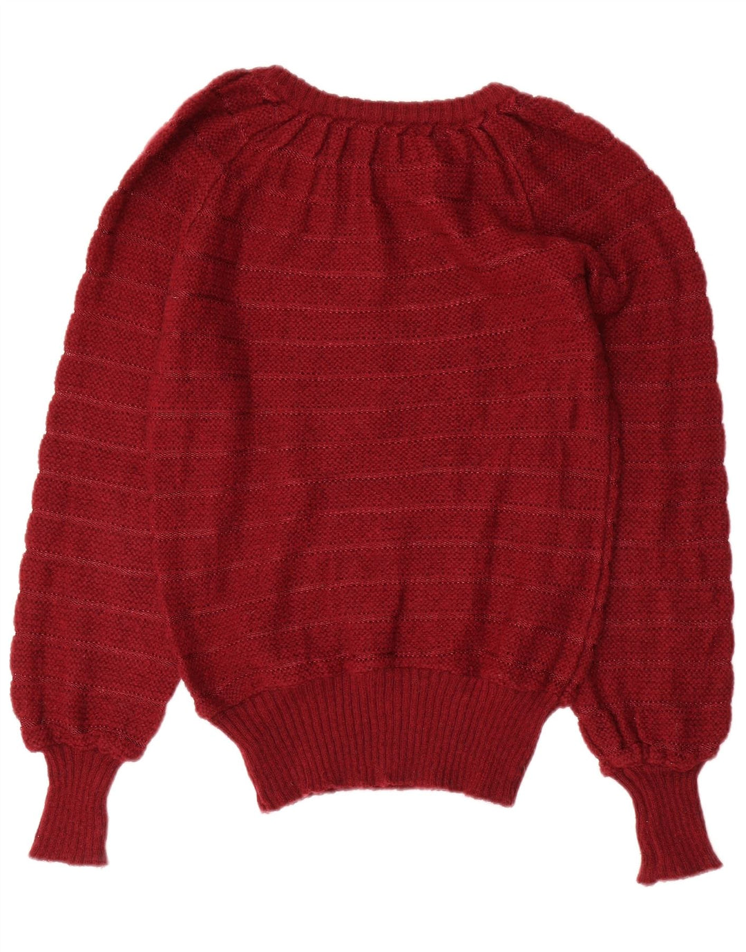VINTAGE Mujer Barco Cuello Jersey Suéter Reino Unido 12 Granate Medio