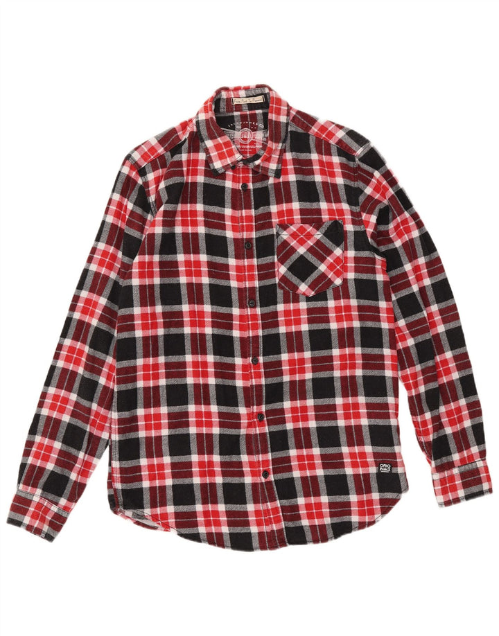 JACK & JONES Camisa de franela de hombre Medium Red Check Cotton