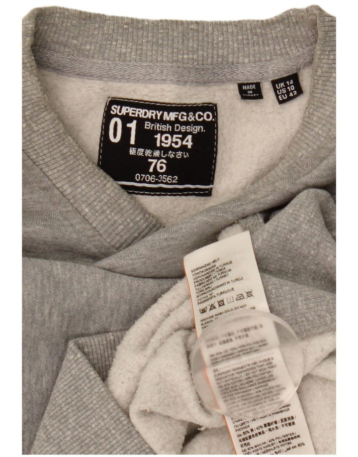 Superdry Sudadera extragrande con estampado gráfico para mujer, talla 44, algodón gris grande