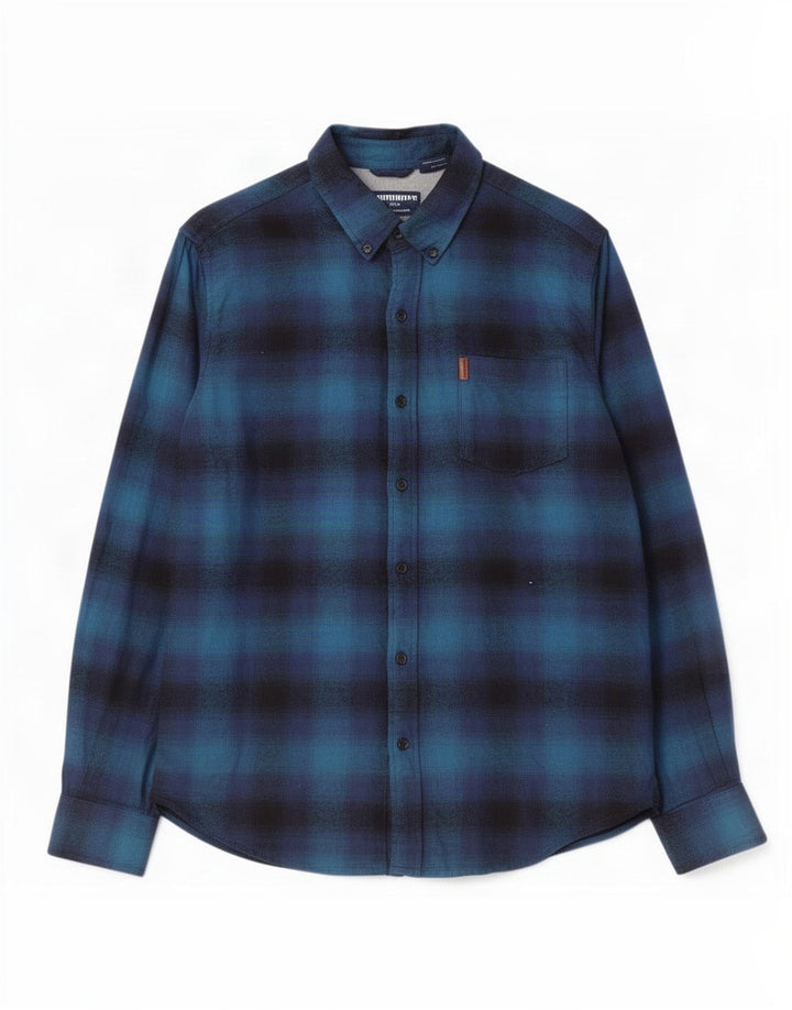 Chaps Camisa de franela para hombre Algodón a cuadros azul medio