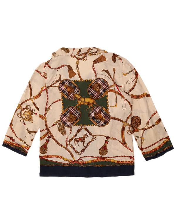 Vintage mujer montar camisa blusa Reino Unido 14 grande multicolor