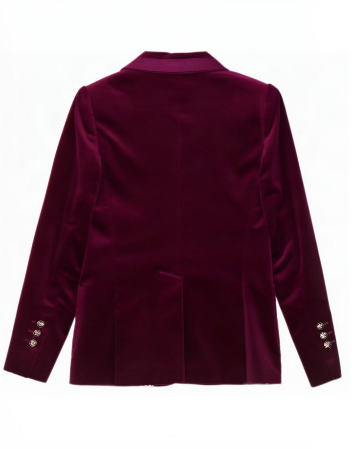 Massimo Dutti Chaqueta Blazer Mujer Terciopelo 2 Botones EU 36 XS Granate Algodón