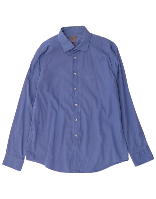 Calvin Klein Mens Slim Fit Shirt Size 43 17 XL Blue Check