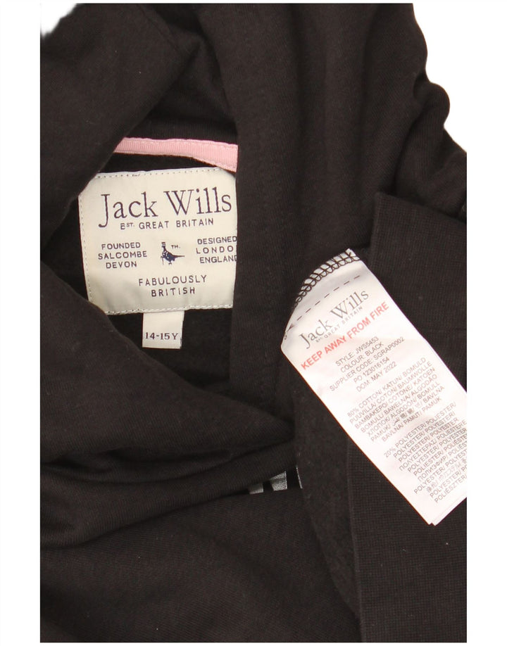 JACK WILLS Jersey con capucha y estampado corto extragrande para niña 14-15 años Negro