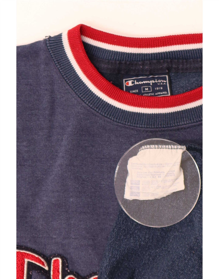 Champion Sudadera Estampada Con Estampado De Algodón Color Block En Azul Marino Mediano