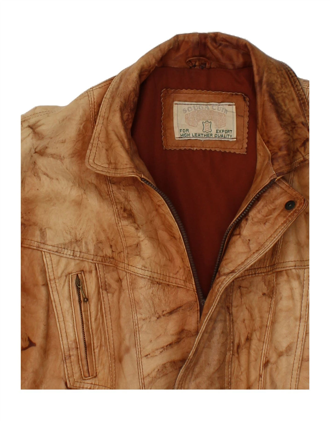 VINTAGE Chaqueta de cuero para hombre Reino Unido 40 Cuero marrón grande Retro