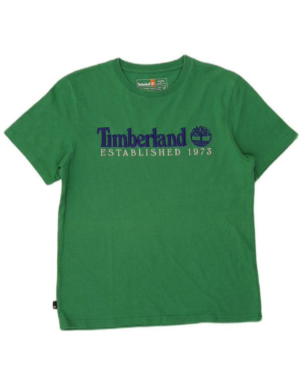 Timberland Mens Regular Fit Graphic T-Shirt Top Medium Green Cotton