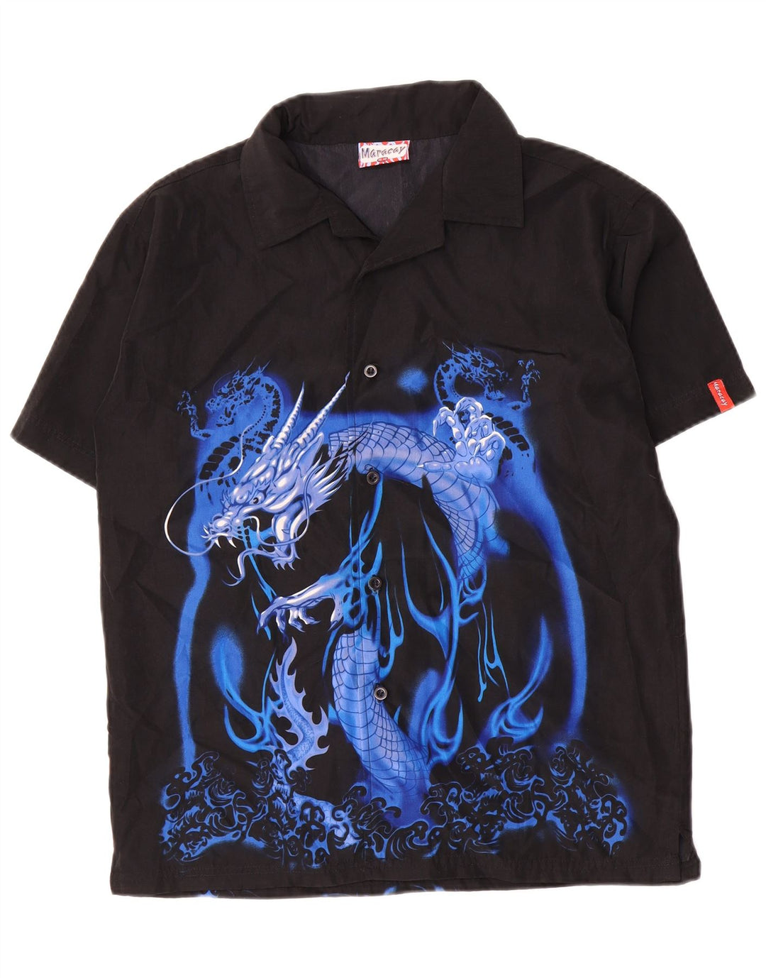 Camisa Vintage Niño Estampada Manga Corta 15-16 Años Negro Poliéster