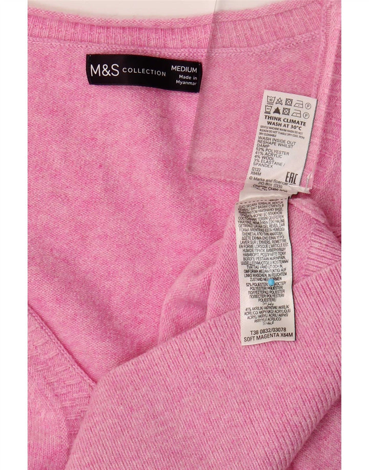 Marks & Spencer Suéter tipo jersey de gran tamaño con cuello en V para mujer UK 44 Rosa mediano
