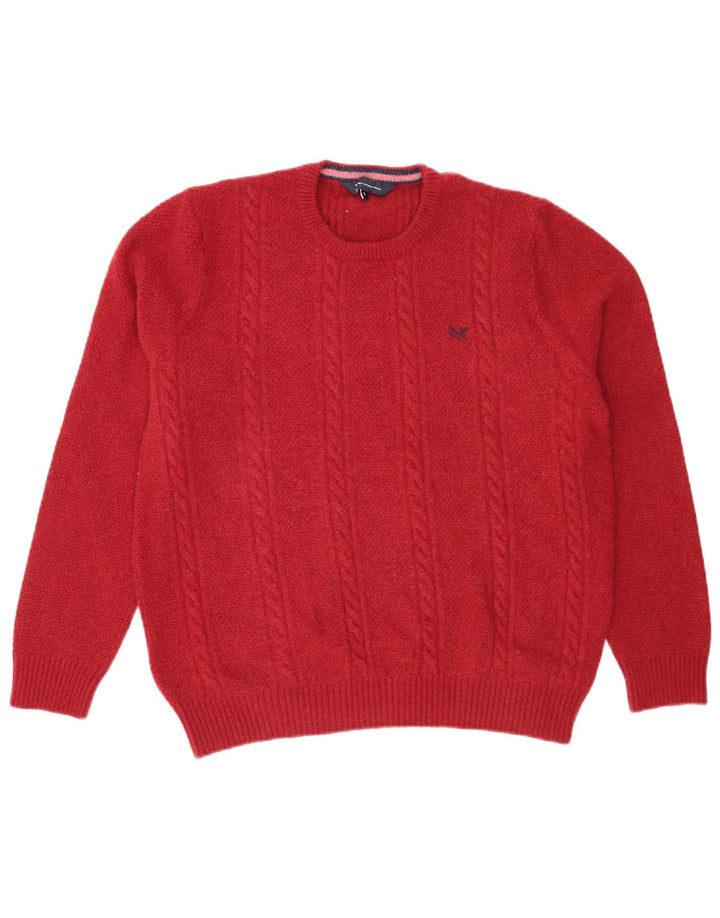 Crew Clothing - Jersey con cuello para hombre, talla grande, lana de cordero roja
