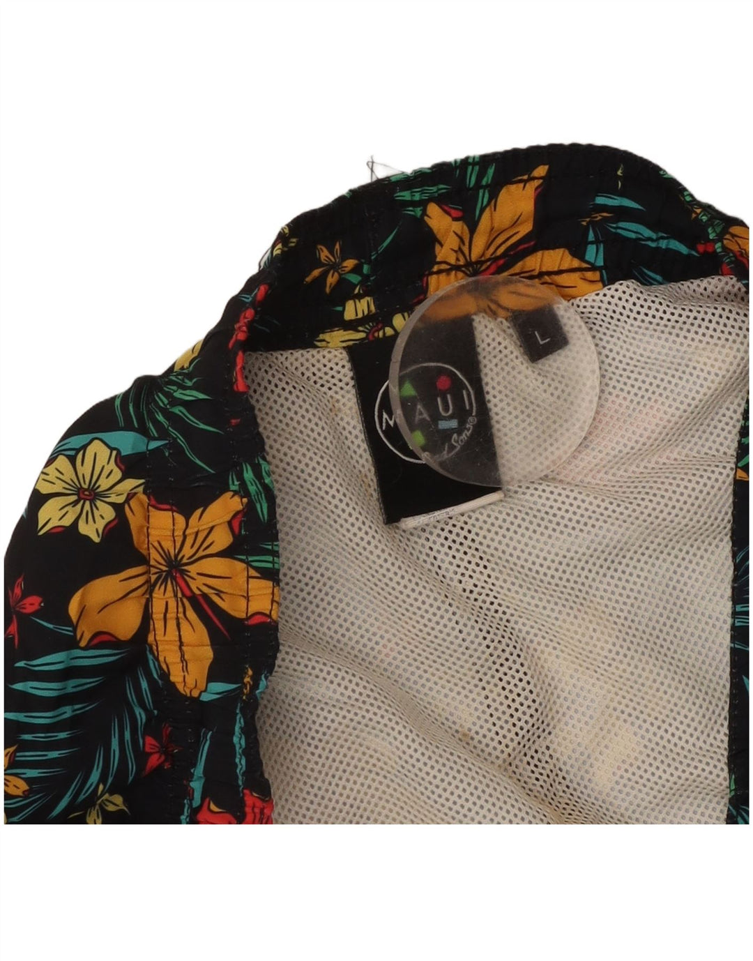 Maui and Sons Bañador para hombre, talla grande, poliéster floral negro