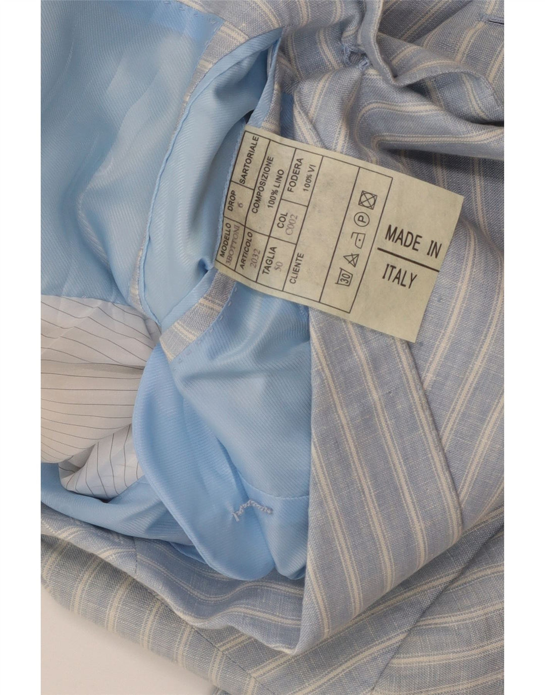 A.Basile Chaqueta tipo blazer de 3 botones para hombre IT 50 L de lino a rayas azules grandes